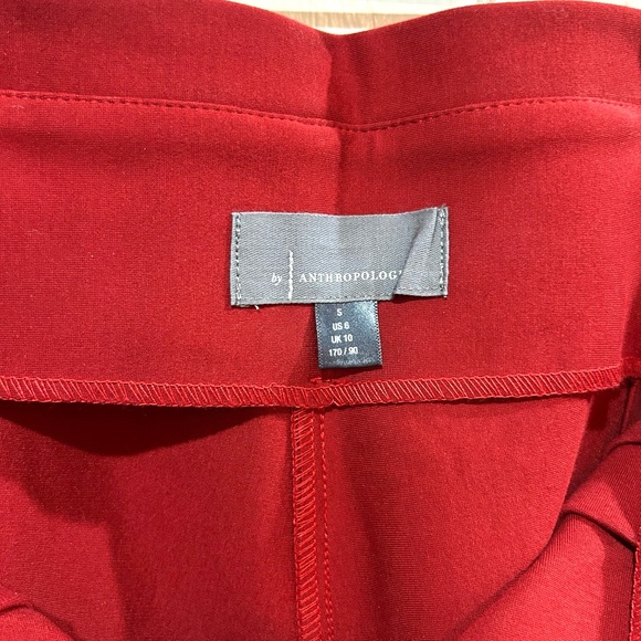 NWOT Anthropologie Cranberry Red Tailored Wide Leg Pants Tie Front Waist Size 6 - Picture 8 of 10